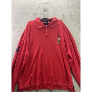 Polo Ralph Lauren Vintage Big Pony Long Sleeve Polo Shirt #4 Size 2XL Red
